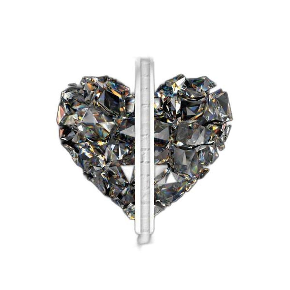 Kit 2 Quadros Coração De Diamantes 24X18Cm Branca