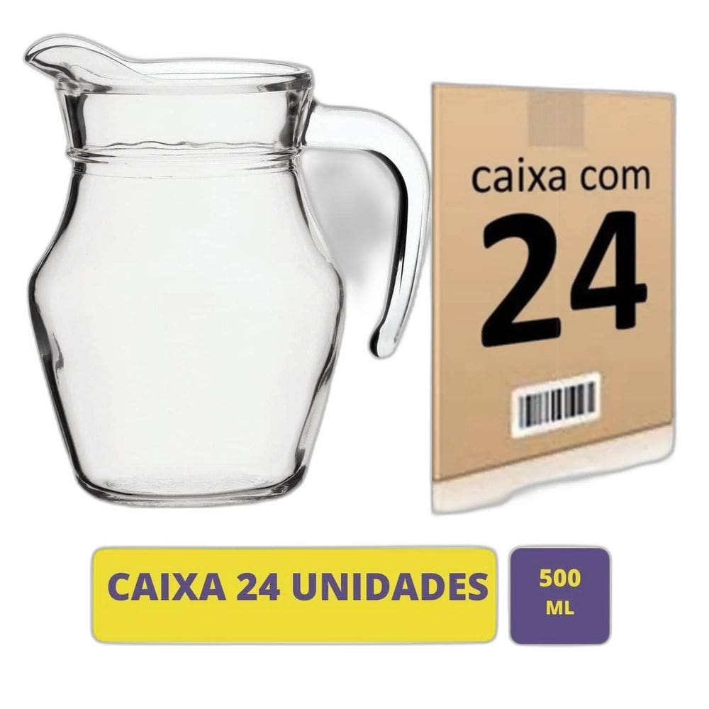 Jarra para Restaurante Buffet Vidro Resistente 500ml 24 Unid