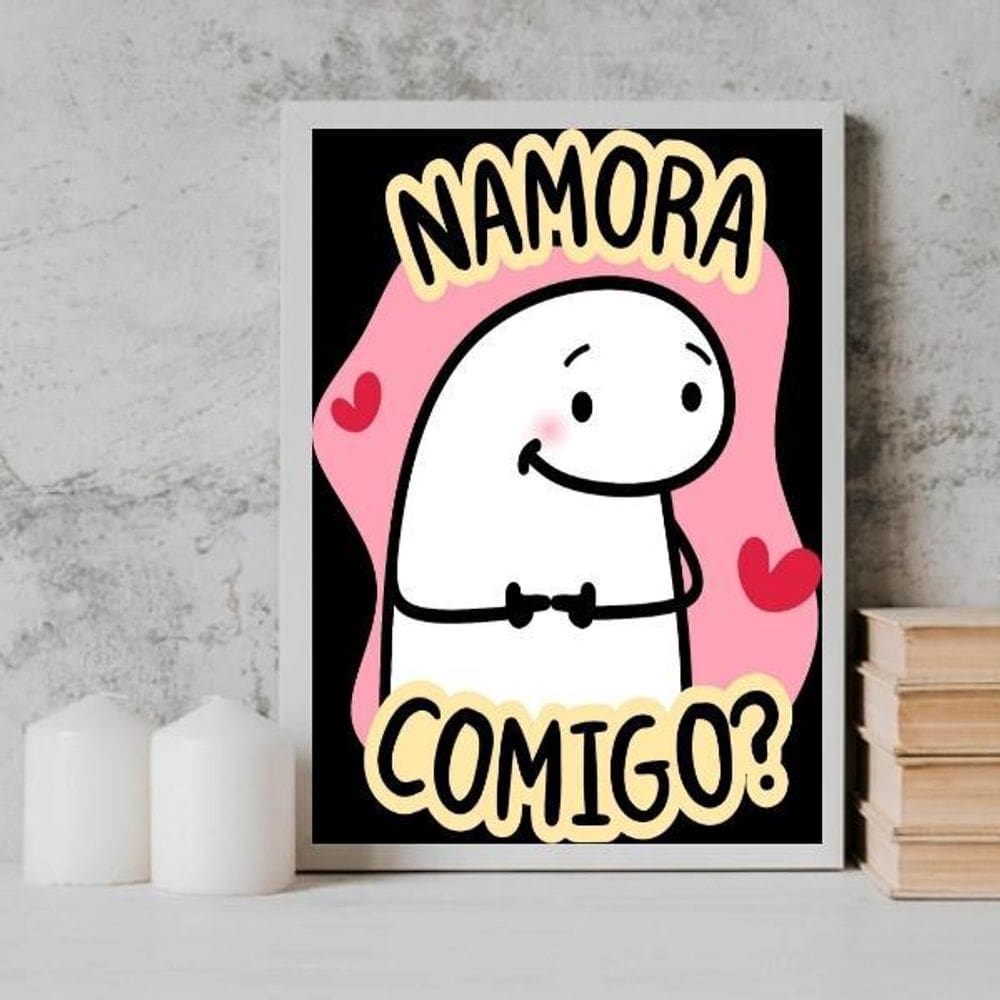 Quadro Pedido Namoro Namora Comigo 33X24Cm - Com Vidro