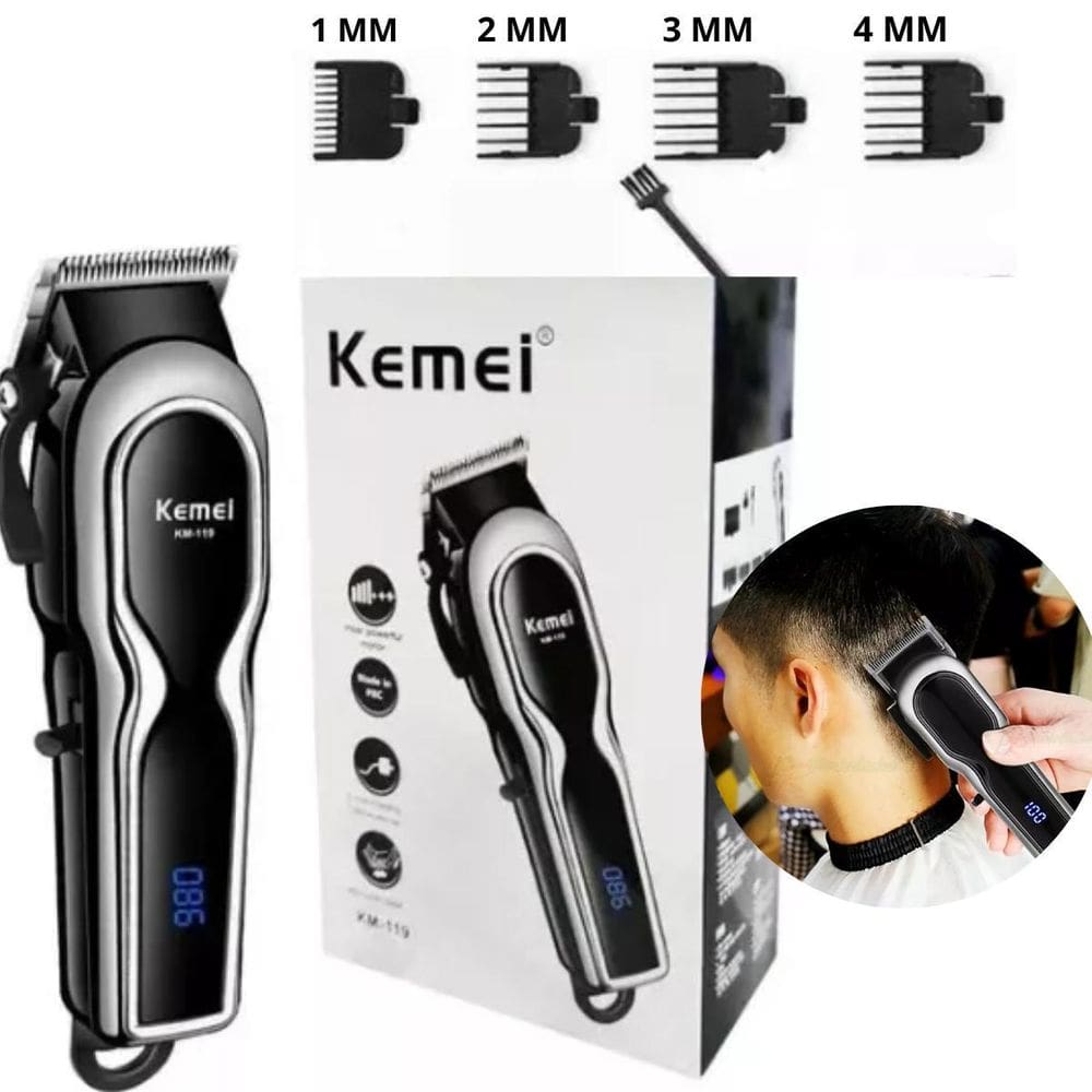 Máquina De Cortar Cabelo Kmei Km-119 Sem Fio Para Barbearia