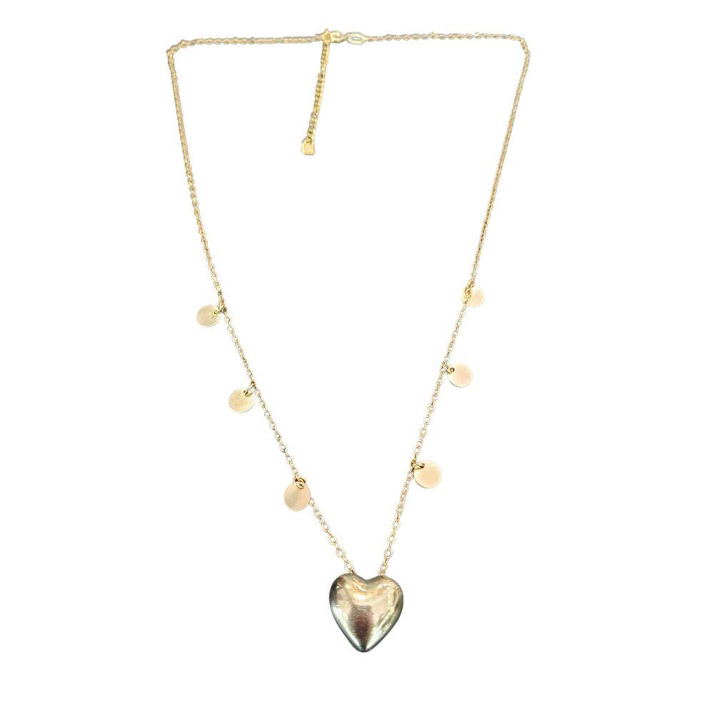 Colar Coração E Medalhas Folheado E A Ouro