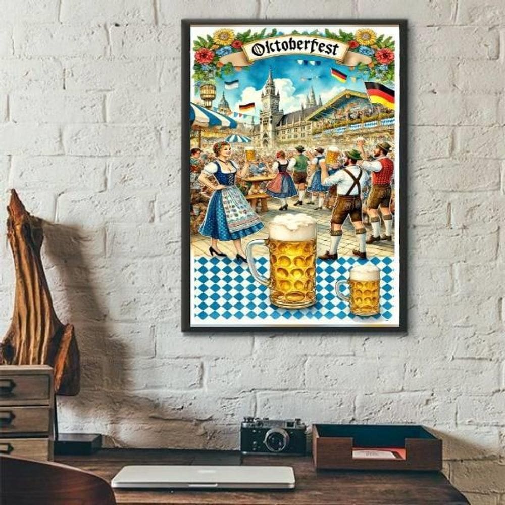 Quadro Poster Festa Oktoberfest - Cerveja 33X24Cm - Vidro