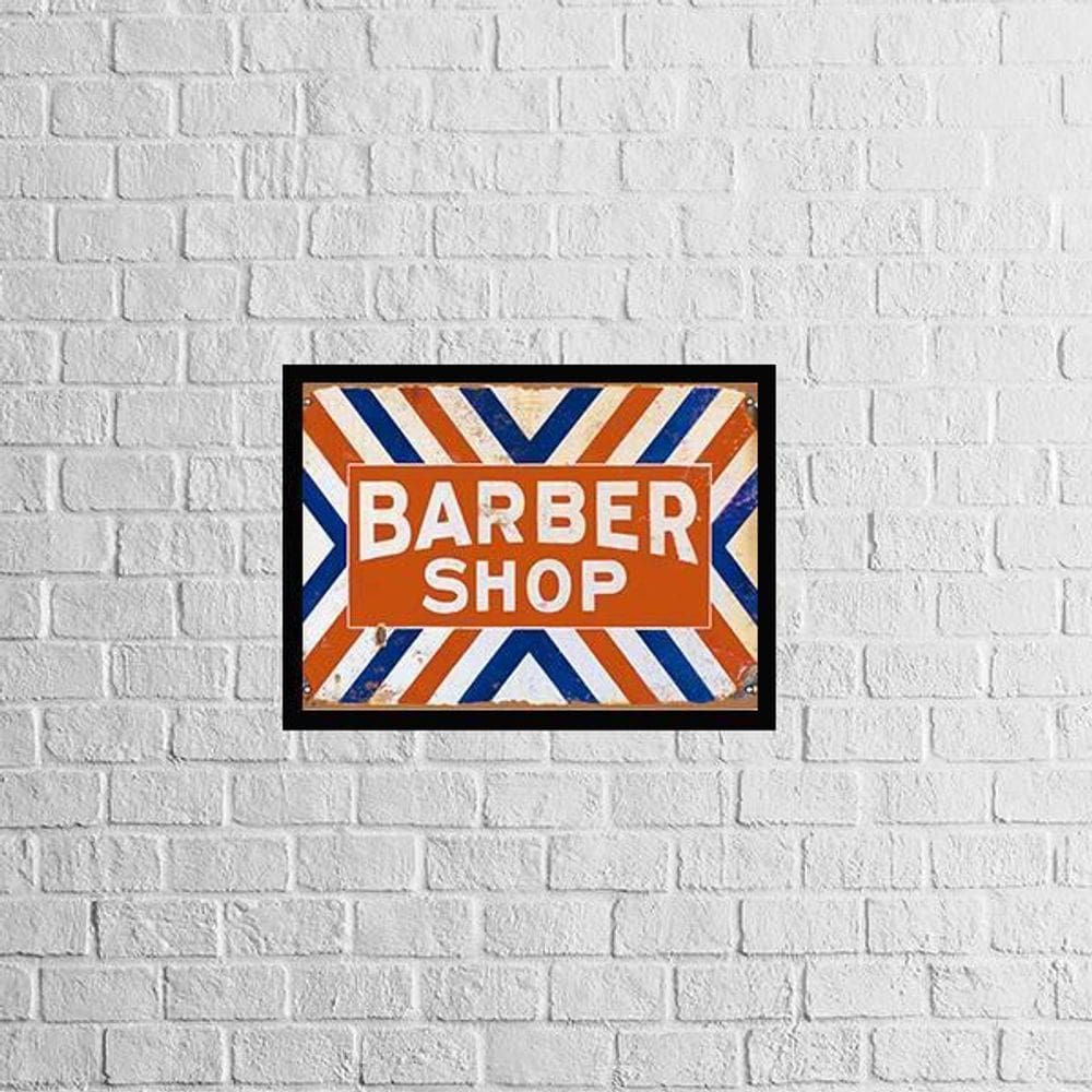 Quadro Classic Barber Shop 33X24Cm - Com Vidro Moldura Preta