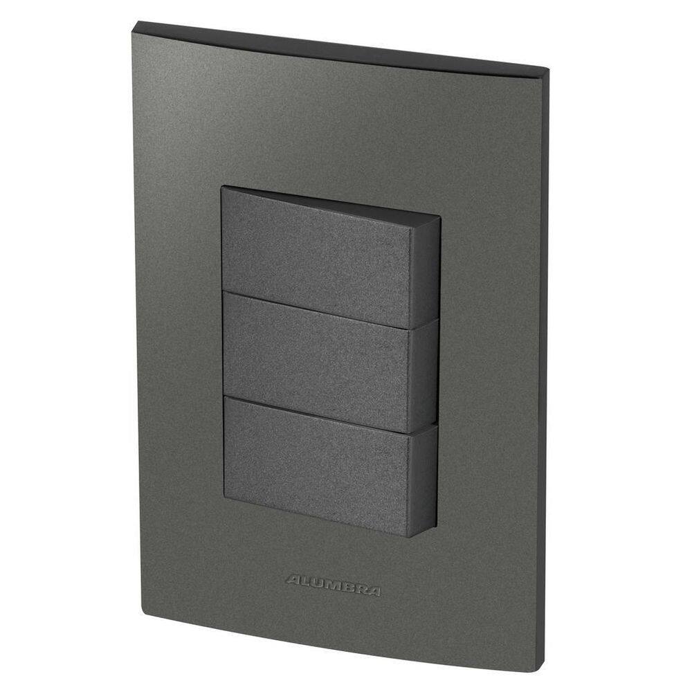 Conjunto 3 Interruptores Simples - Inova Grafite - Agt20