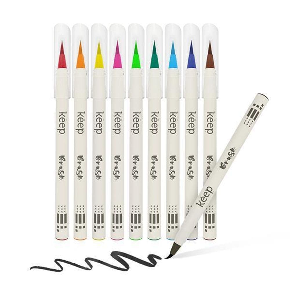 Marcador Artístico Brush Ponta Pincel C 10 Cores Keep Mr056