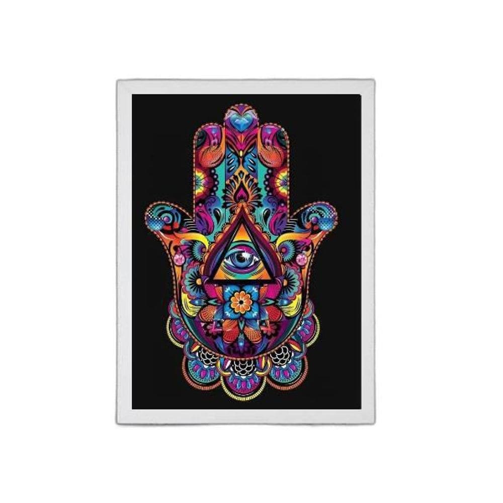 Quadro Mão Indiana Hansa Colorido 45X34Cm Moldura Branca