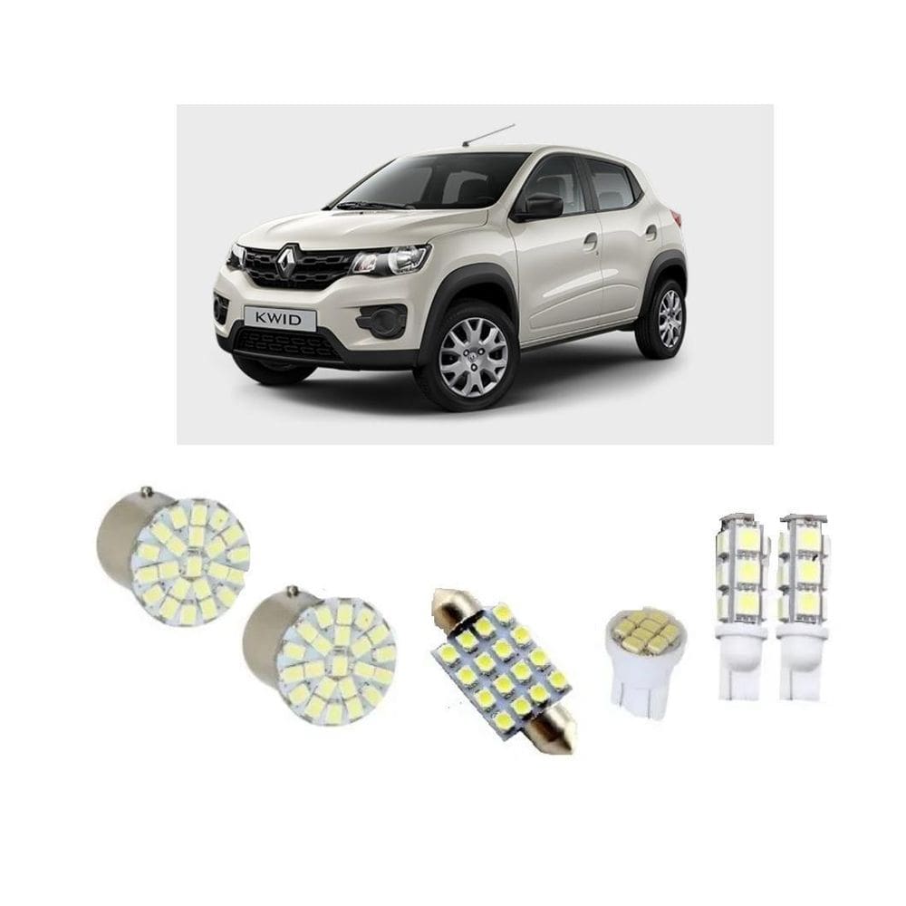 Kit Lâmpadas Led Kwid 2019 2018 2017 Farol Teto Placa Ré