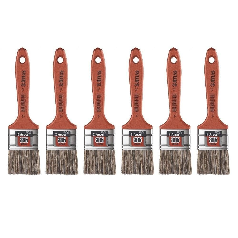 Pincel Atlas, Trincha Média, Cerdas Gris, 2” - 6 Unidades