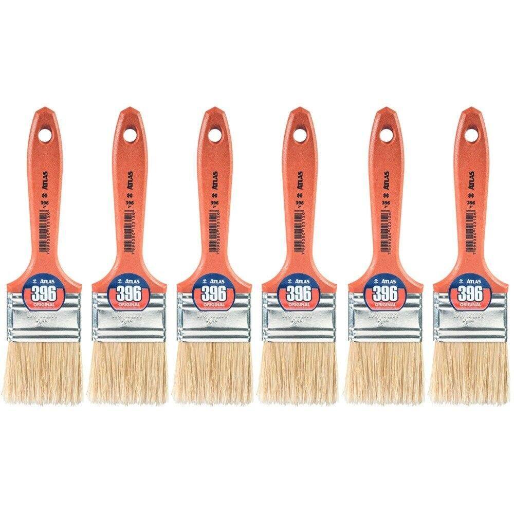 Pincel Atlas, Trincha Média, Cerdas Brancas, 2” - 6 Unidades