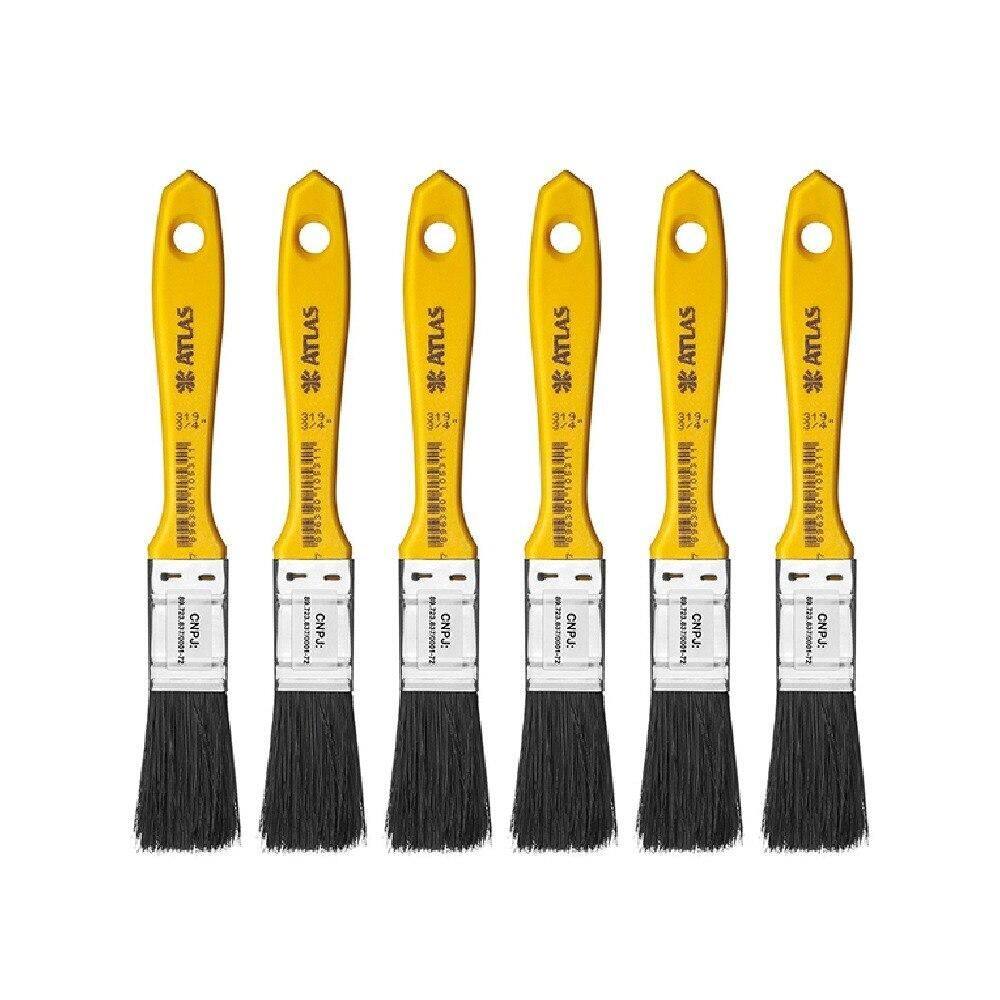 Pincel Atlas, Trincha Média, Cerdas Pretas, 3/4” - 6 Unidades