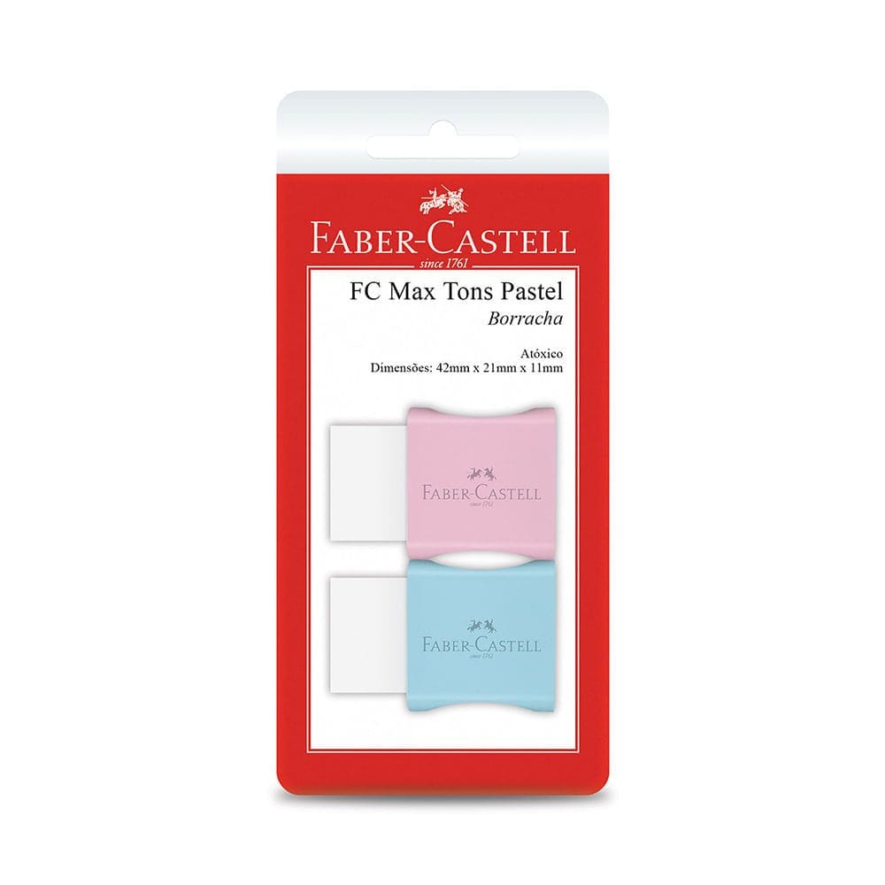 Kit Borracha Faber-Castell Max Branca Capa Plástica Tons Pastel com 4 Unidades Cores Diversas