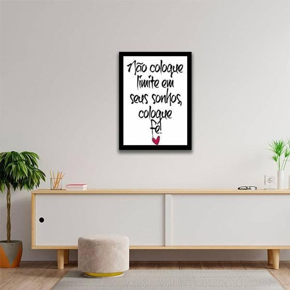 Quadro Não Coloque Limite Em Seus Sonhos 24X18 Vidro Preta