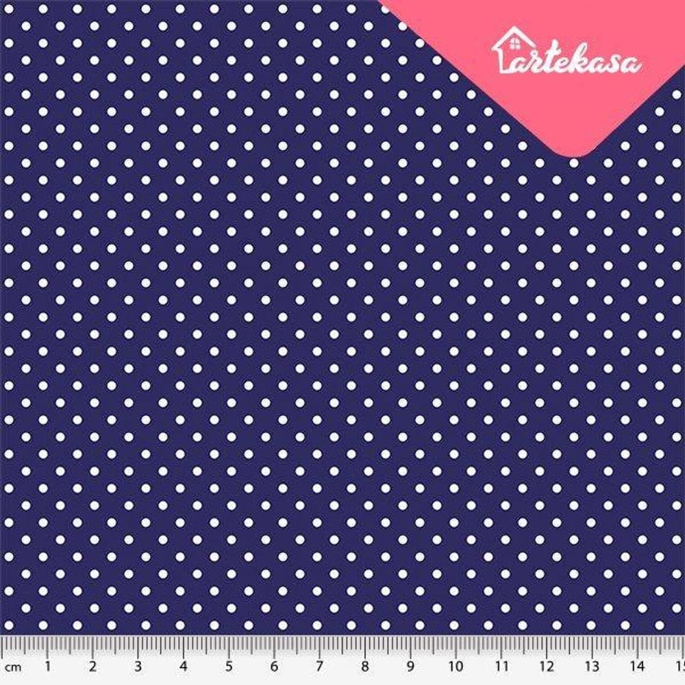 Tecido Tricoline Poá Estilotex Marinho/Branco 25X150Cm