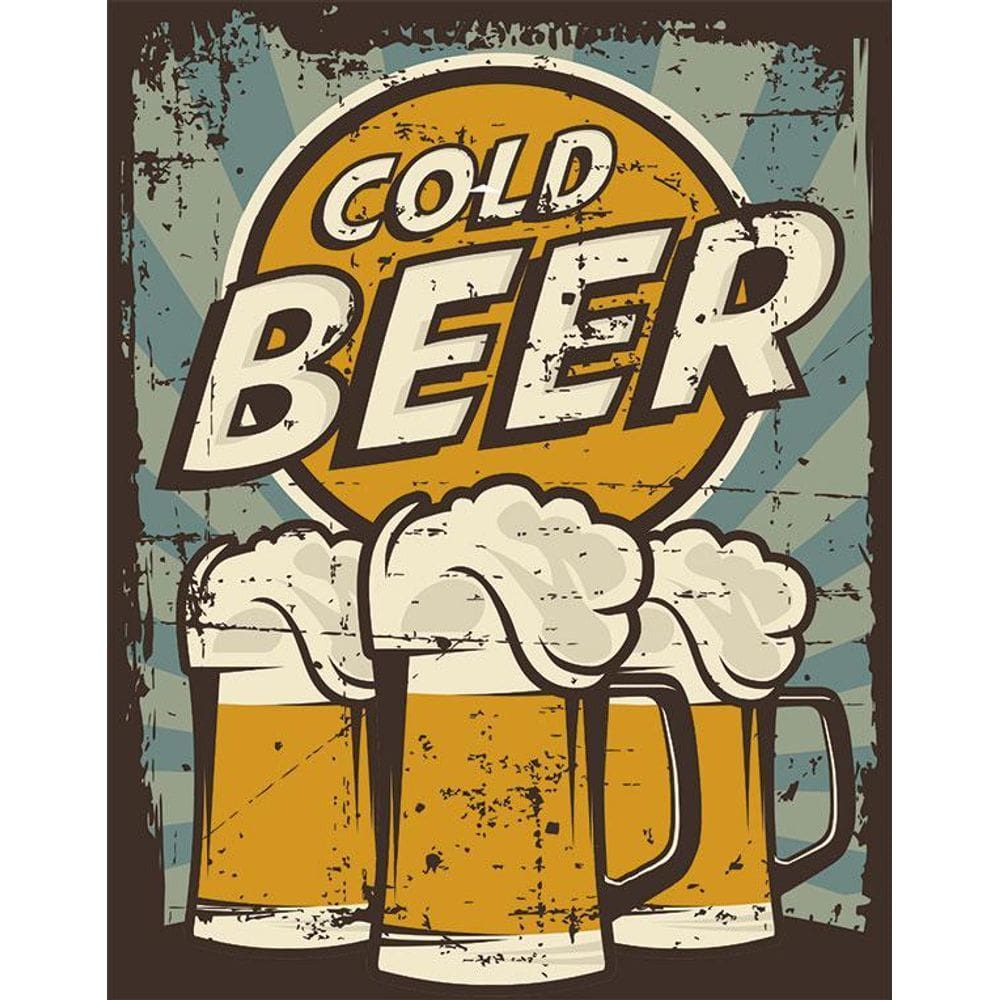 Placa Decorativa - Cold Beer Cerveja Modelo 3 Pints 36X46