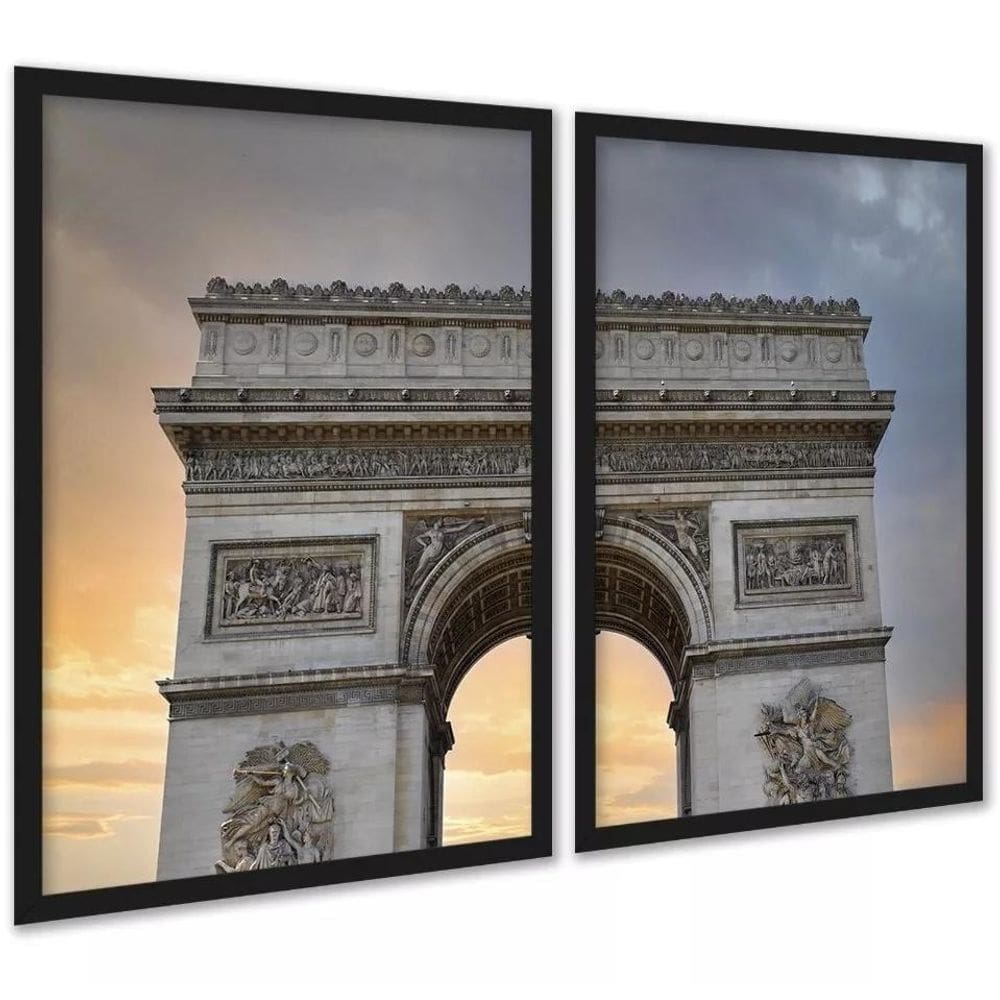Kit 2 Quadros Decorativos Arco Do Triunfo 45X34Cm