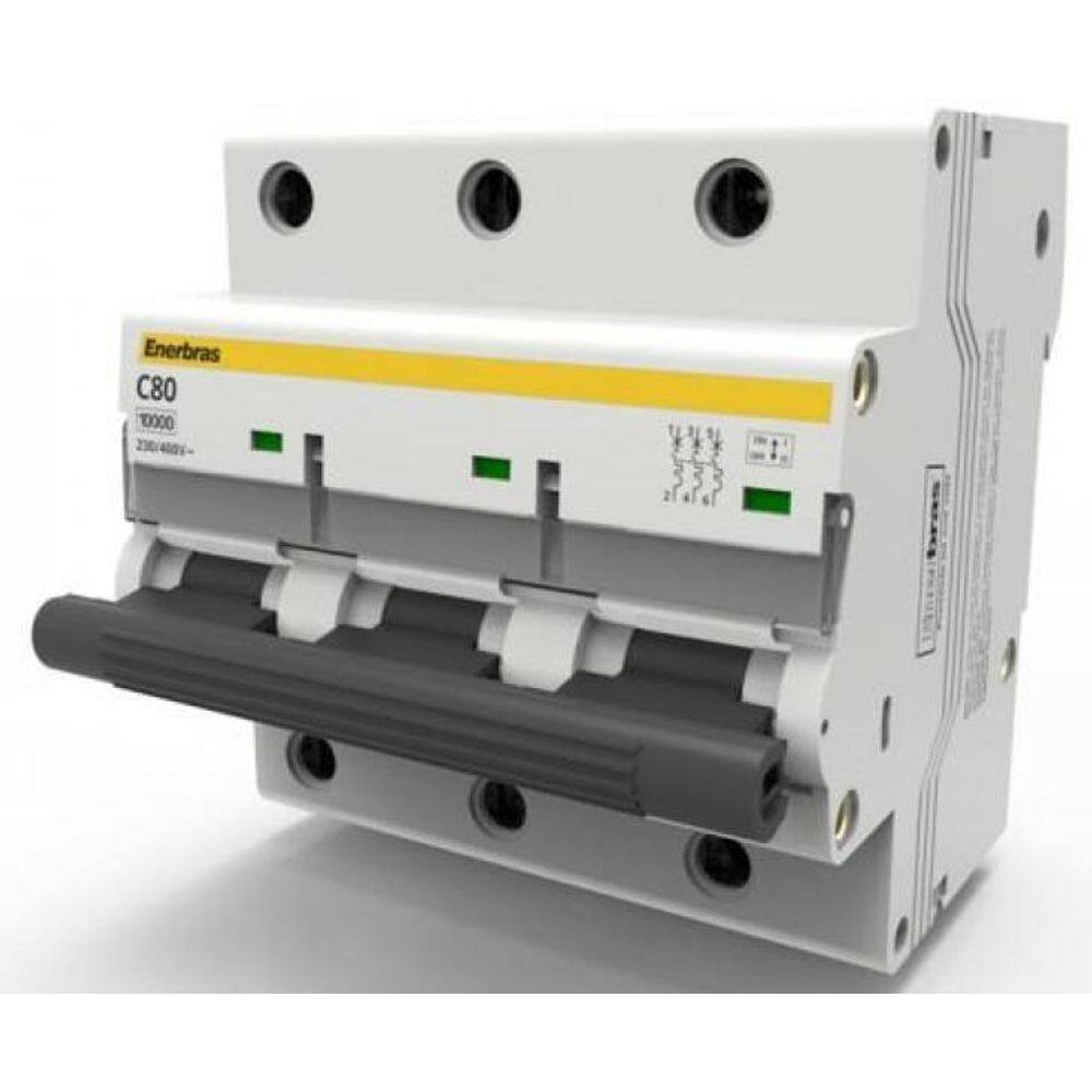 Disjuntor Tripolar Curva C 80A Din - Enerbras
