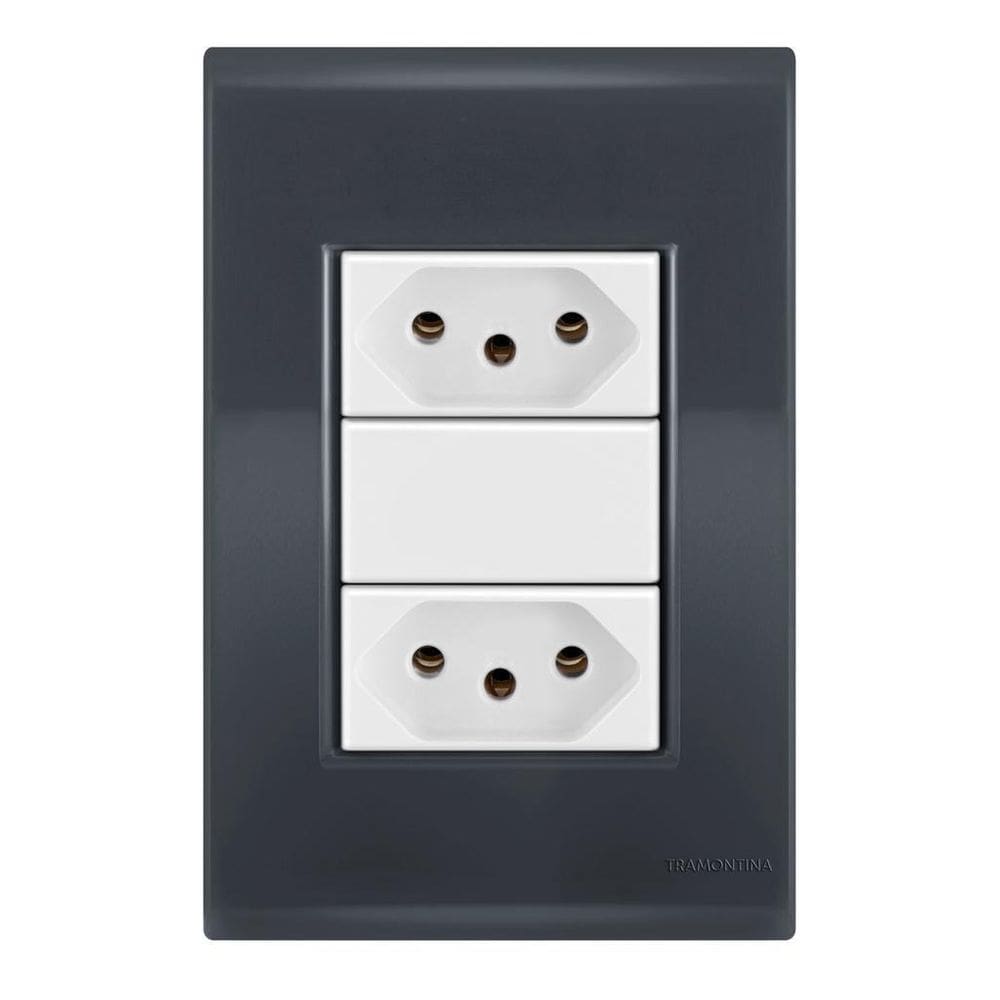 1 Tomada 10A + 1 Tomada 20A Tramontina Liz Grafite / Branco