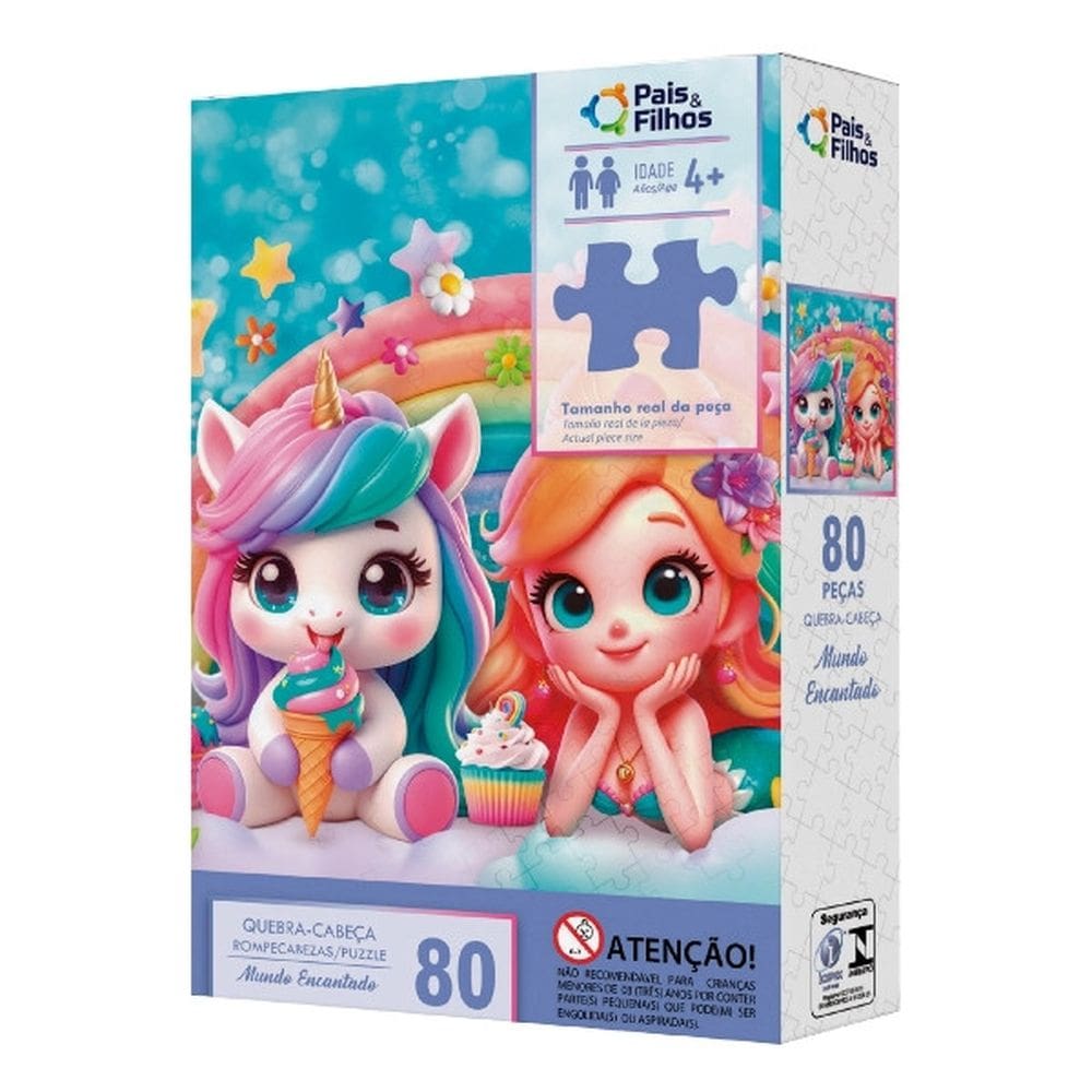 Quebra-Cabeça Reino Encantado 80 peças - Pais e Filhos