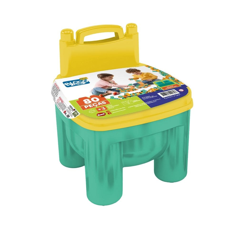 Cadeirinha Bloco de Montar Brinkadeira Clic 80 Peças - Blocolândia - Dismat