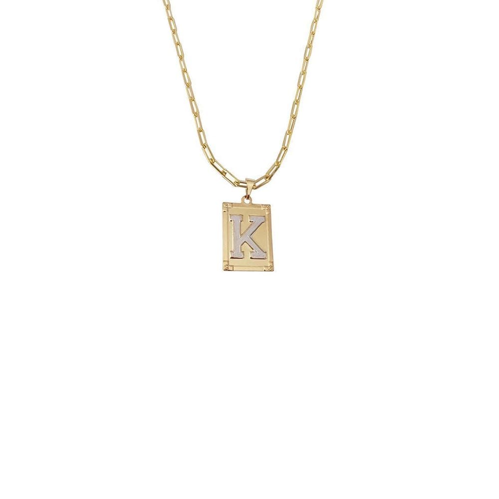 Cordão 45Cm Masculino Feminino Pingente Letra K Banhado Ouro