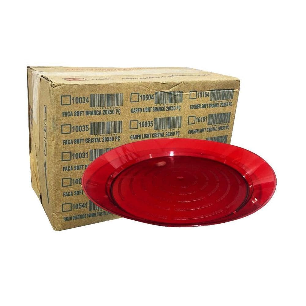 Prato Acrílico Vermelho 22cm - Elite  200 unidades
