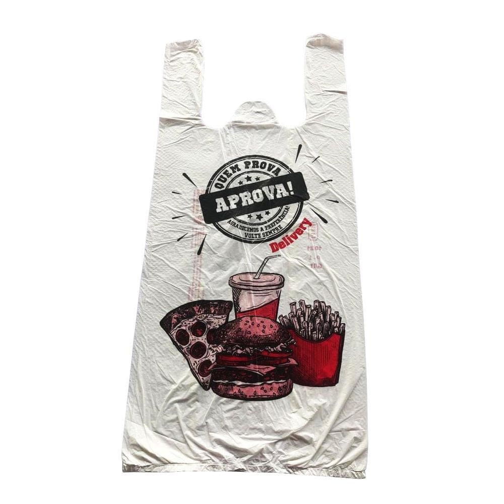 Sacola Plástica Branca Impresso Lanche 38X50 C/1,8Kg