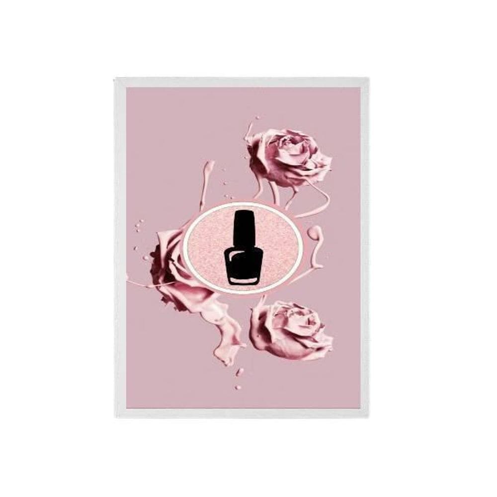 Quadro Decorativo Esmalte Com Flores 45X34 C/Vidro - Branca