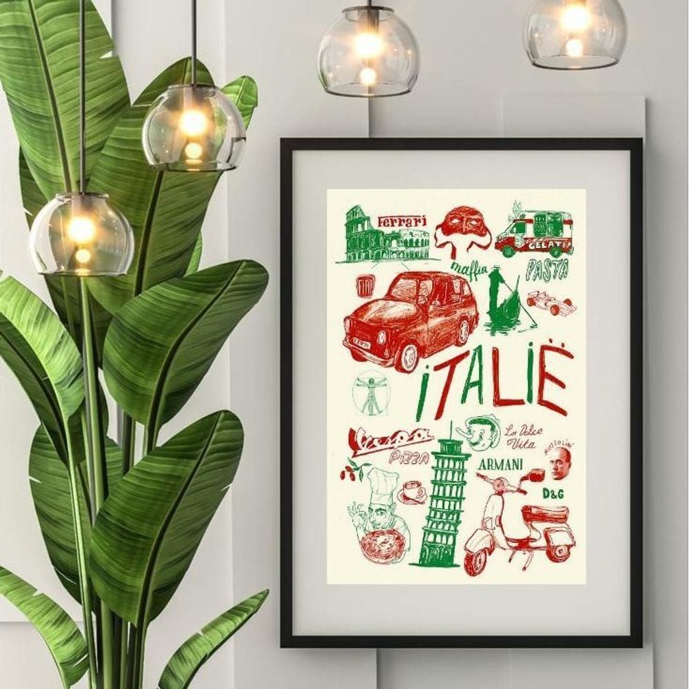 Quadro Ícones Da Itália- 60X48Cm