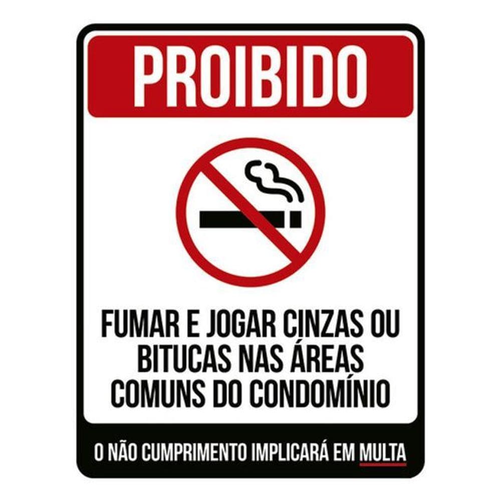 Kit 10 Placa Fumar Cinzas Bitucas Áreas Condomínio 36X46