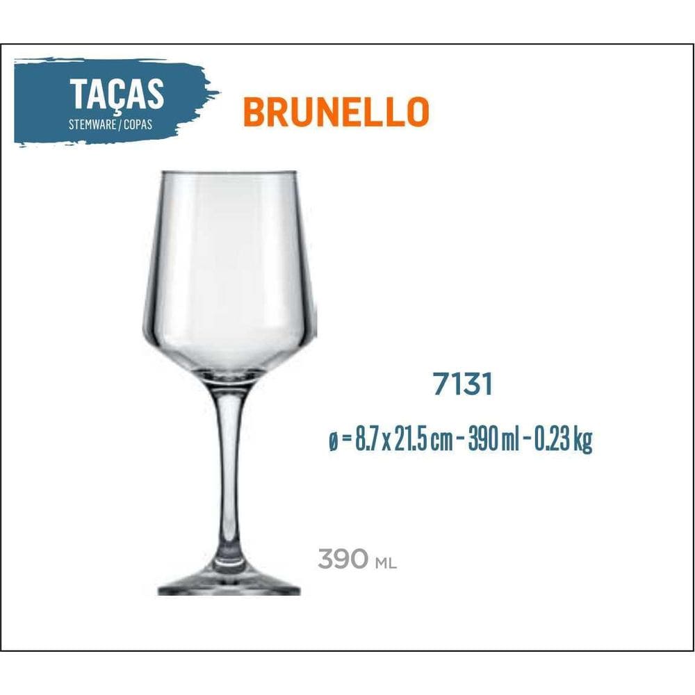 24 Taças Brunello 390Ml - Vinho Tinto Rosé Branco Água