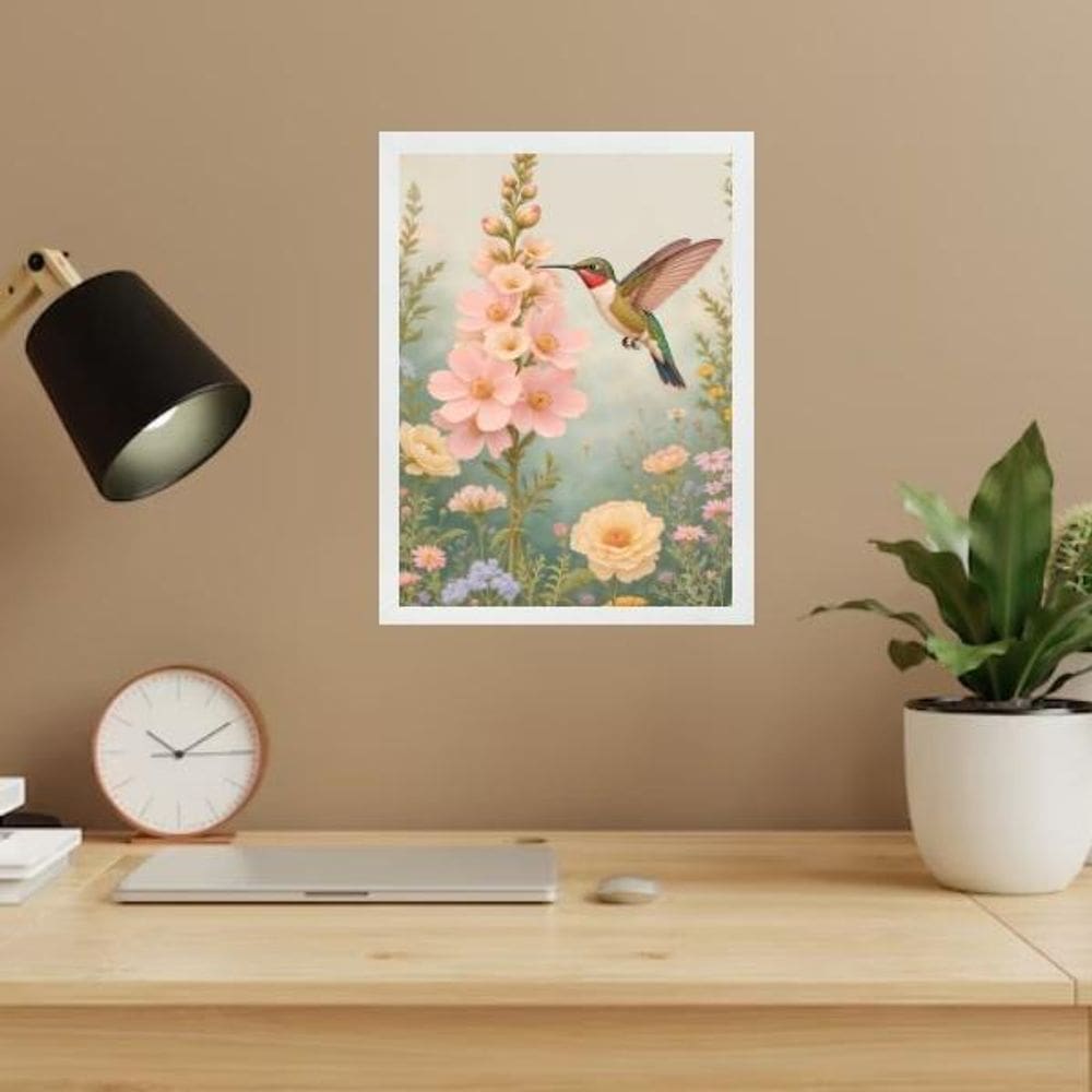 Quadro Decorativo Beija-Flor Cores Suaves 24X18Cm