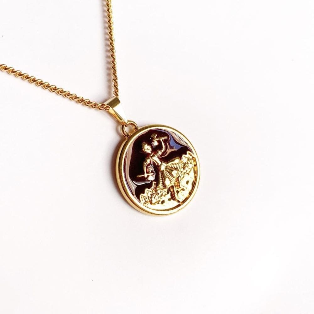 Colar Pingente Medalha Orixá Corrente 60 Cm Dourado - Xango