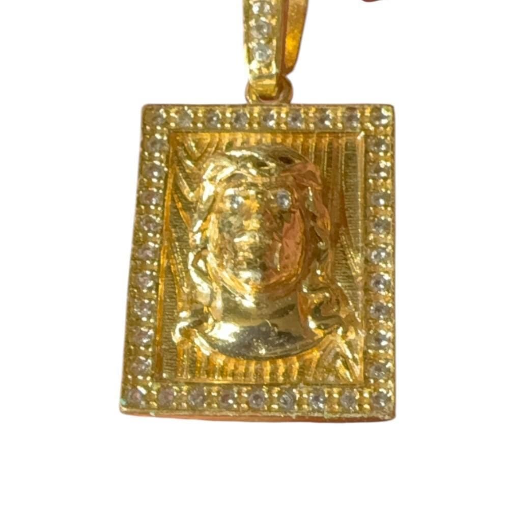 Pingente Jesus Cravejado Quadrado - Banhado A Ouro 18K