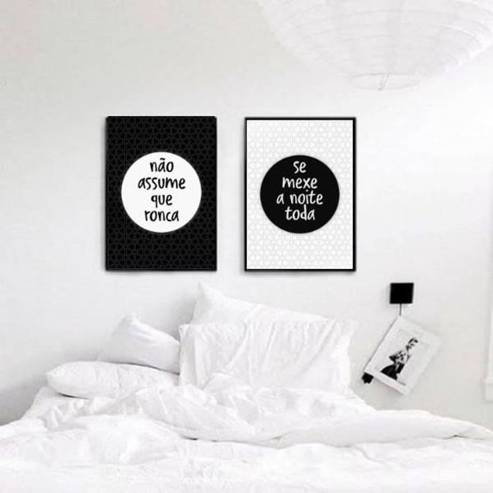 Kit 2 Quadros Casal Ronca E Se Mexe 45X34Cm Preto