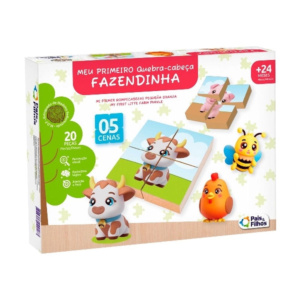 Meu Primeiro Quebra-Cabeça Fazendinha 20 peças - Pais e Filhos