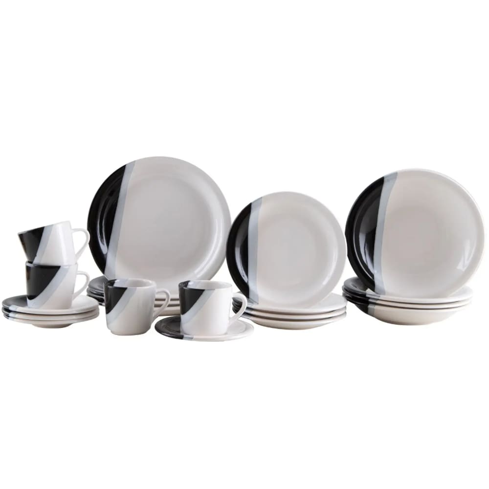 Jogo de Jantar 19 Pç Ceramica Estampado Alto Brilho Luxx Black