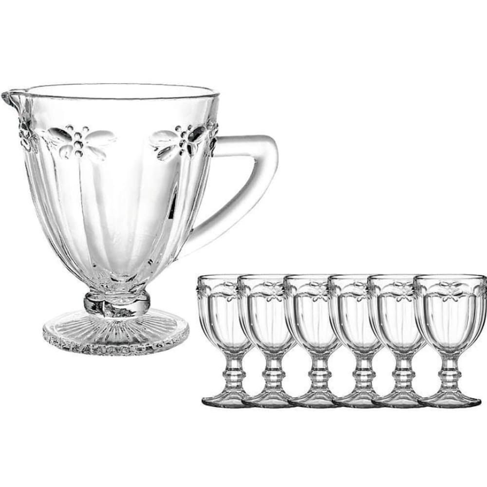Jogo de Taças Luxx Ellegance 335ml 6 und  Flowers Crystal com Jarra