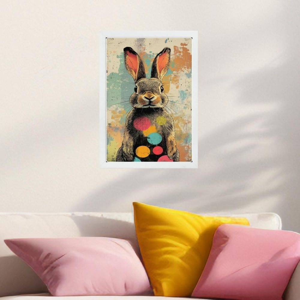 Quadro Decorativo Arte Coelho - Pop Art 24X18Cm