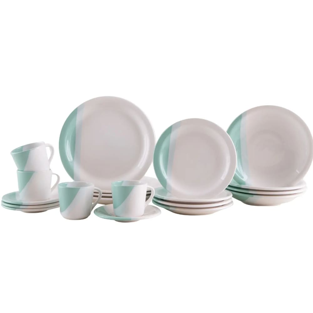 Jogo de Jantar 20 Pç Ceramica Estampado Alto Brilho Luxx Green