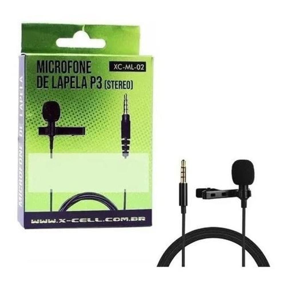 Microfone De Lapela P3 2,5M X-Cell Xc-Ml-02