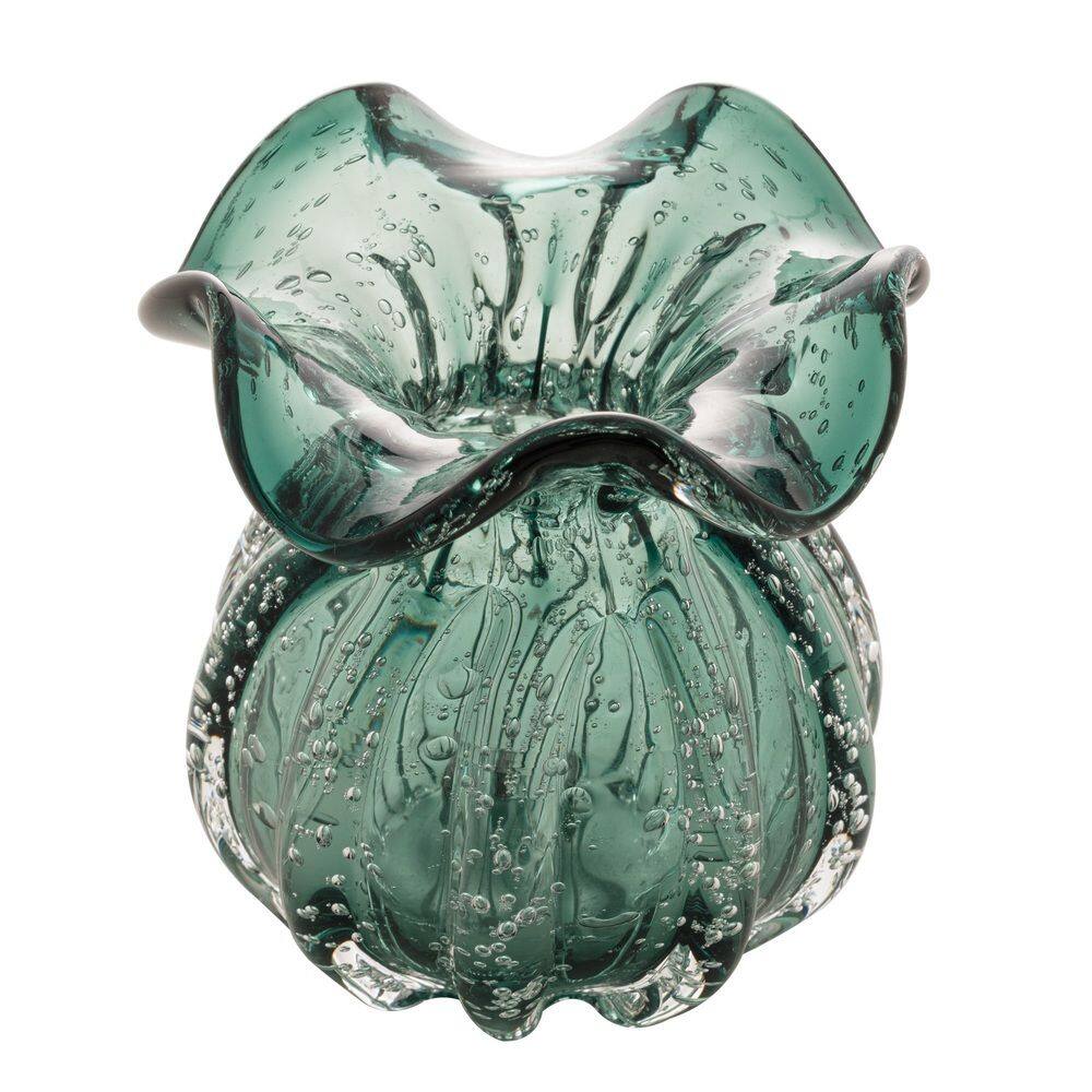 Vaso Decorativo de Vidro Murano Trouxinha Italy Verde Esmeralda 11x10cm Wolff