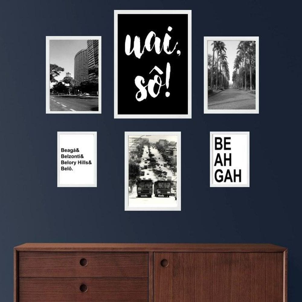 Composição 6 Quadros Cidade De Belo Horizonte - Com Vidro