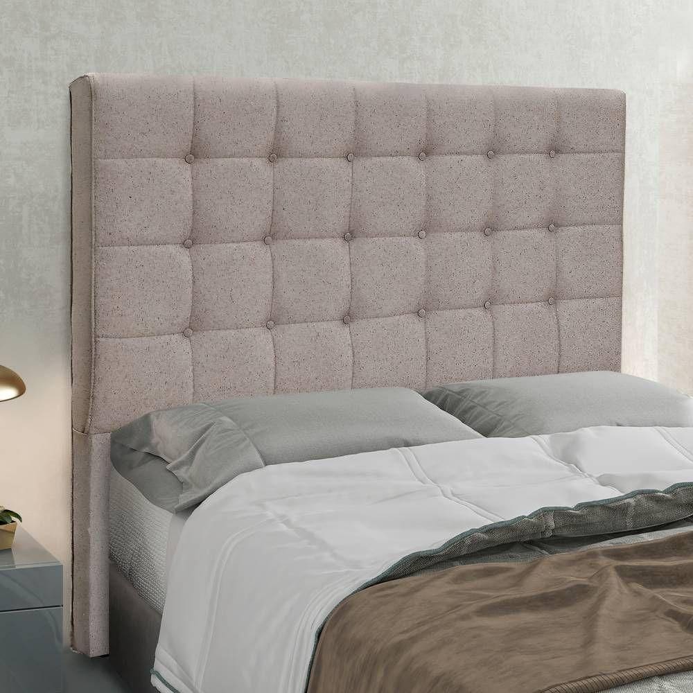 Cabeceira Casal Queen Estofada Com Costura Bordada Em Tecido Linho Sonhare Lucadi Rústico Areia