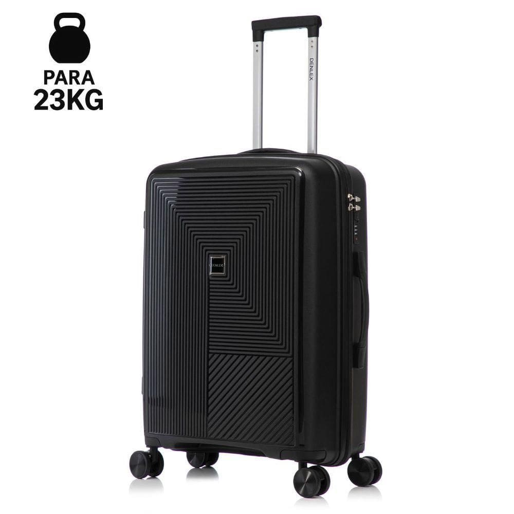 Mala Média 23kg Viagem Resistente Flexível Em Polipropileno Rodinhas 360º Tsa - Quito - Denlex Preto