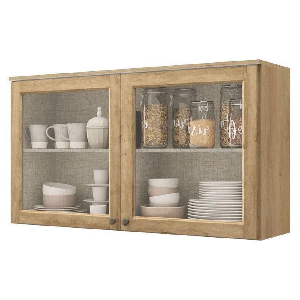 Armário Aéreo Finesse 120 Cm 2 Portas De Vidro Incolor Capuccino Camargo Mel - Thb