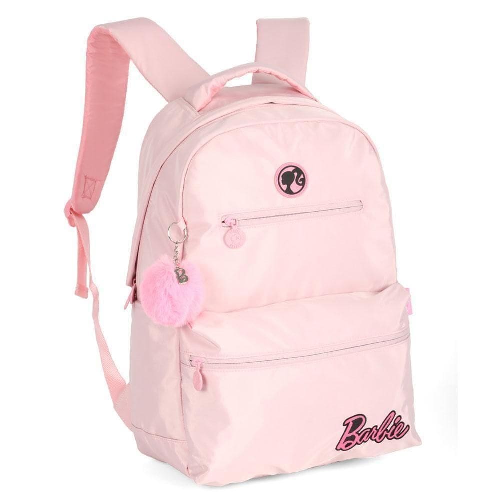 Mochila Costas 18 Barbie Rosa Pastel Com Pompom Luxcel