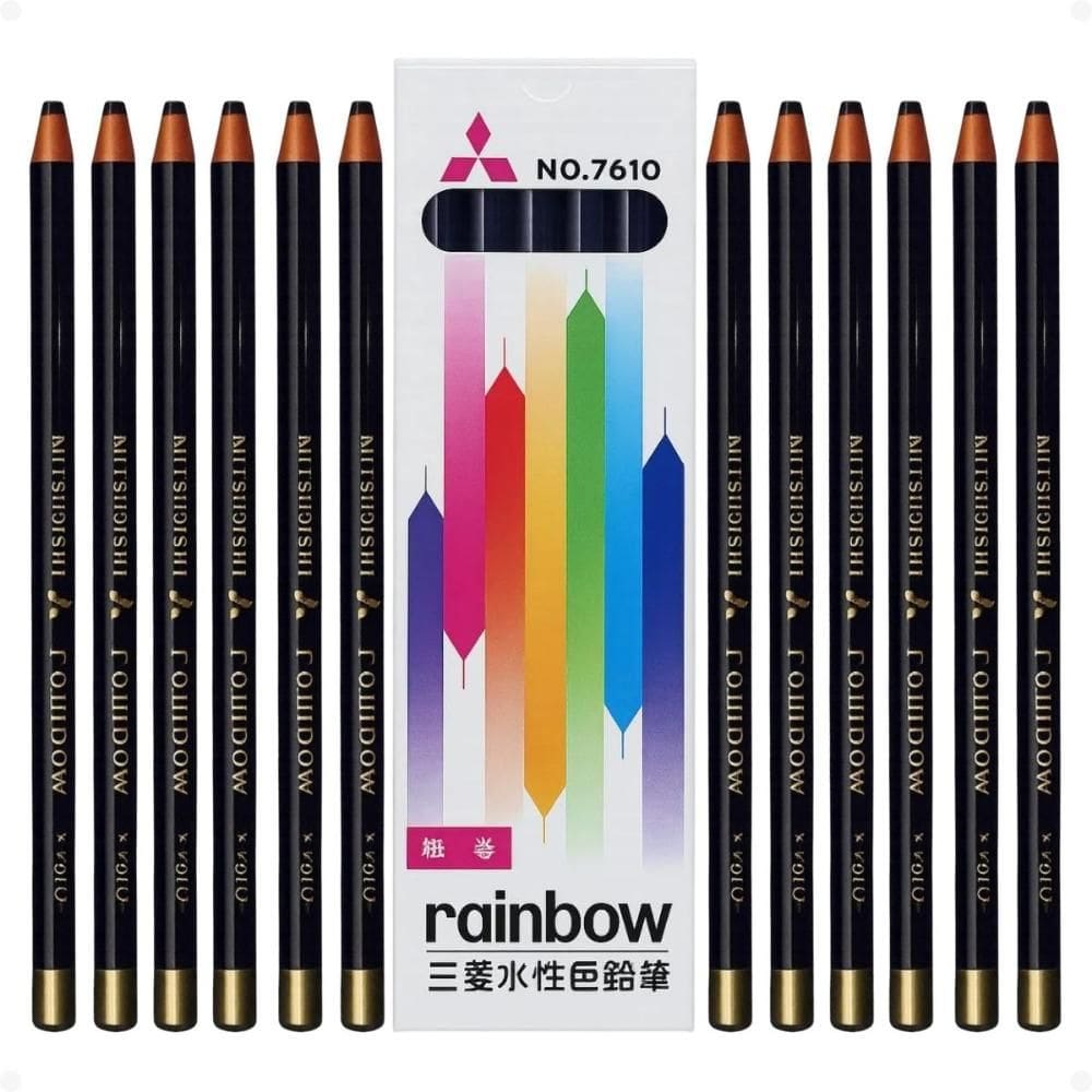 Kit Mitsubishi Rainbow: 12 Lápis Dermatográfico Preto 7610-24
