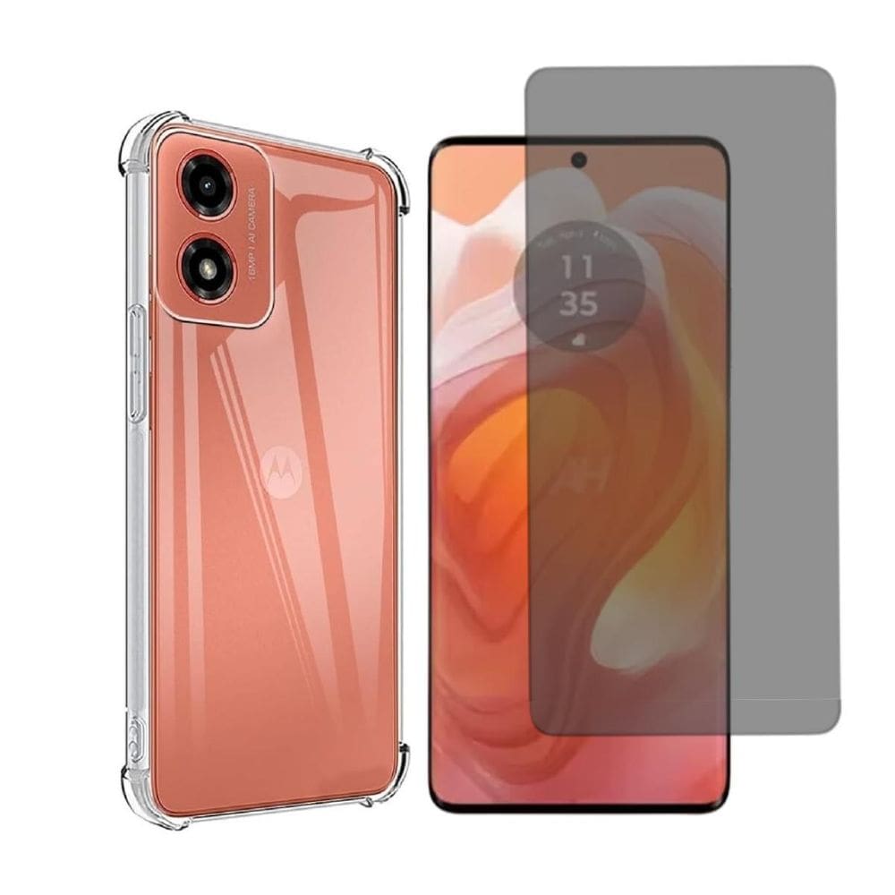 Capa Capinha Case + Pelicula Privacidade Vidro Para Moto G04