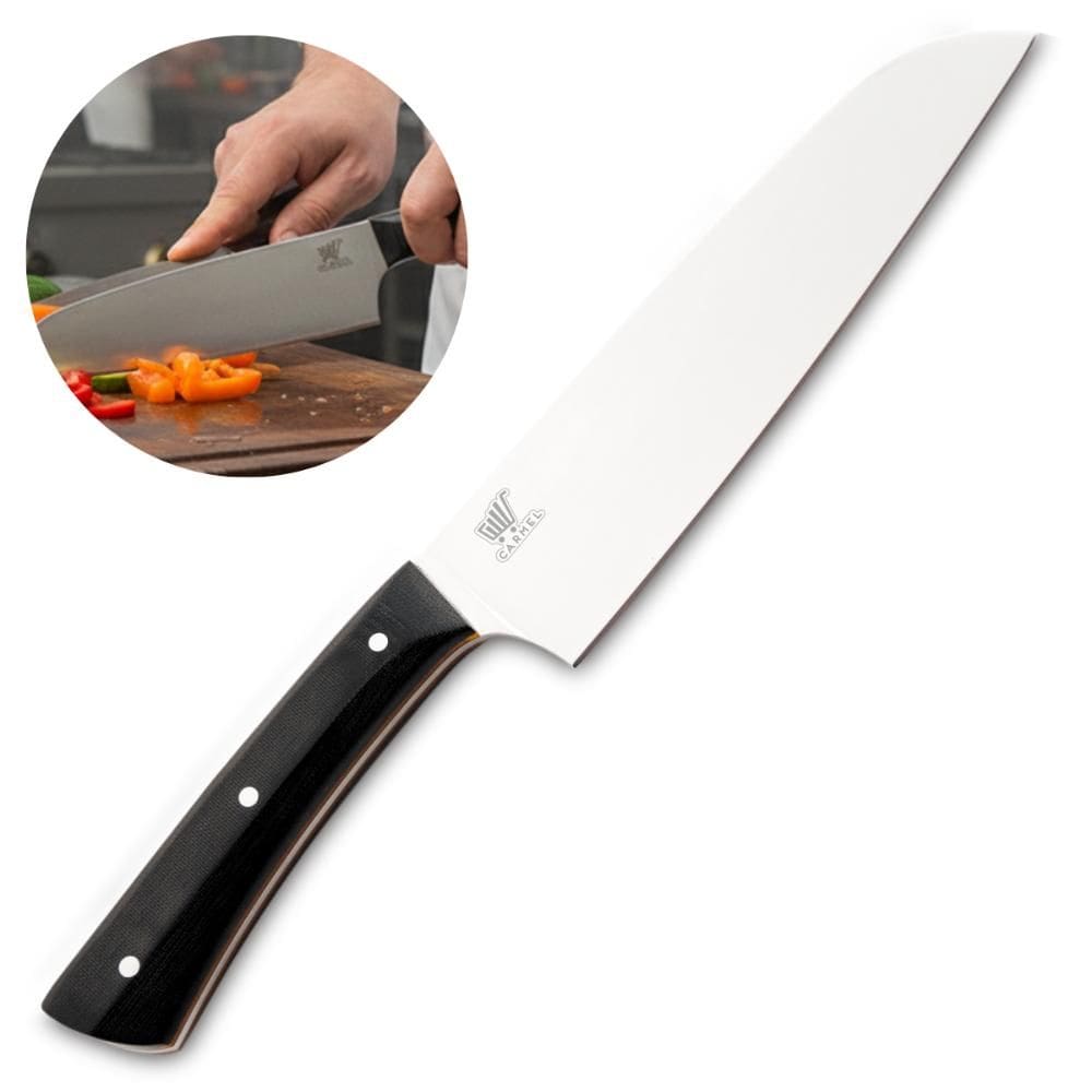 Faca Japonesa Santoku Para Sushi 175mm Inox Cabo Micarta Kaizen Chef Jun Sakamoto Carmel