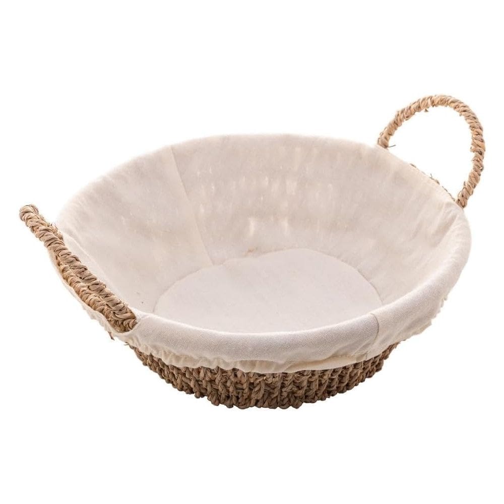 Cesta Redonda de Sisal com Forro em Tecido e Alça 25cm - Wolff